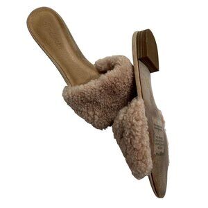 Madewell The Jackson Shearling Slide Sandal in Sheer Pink